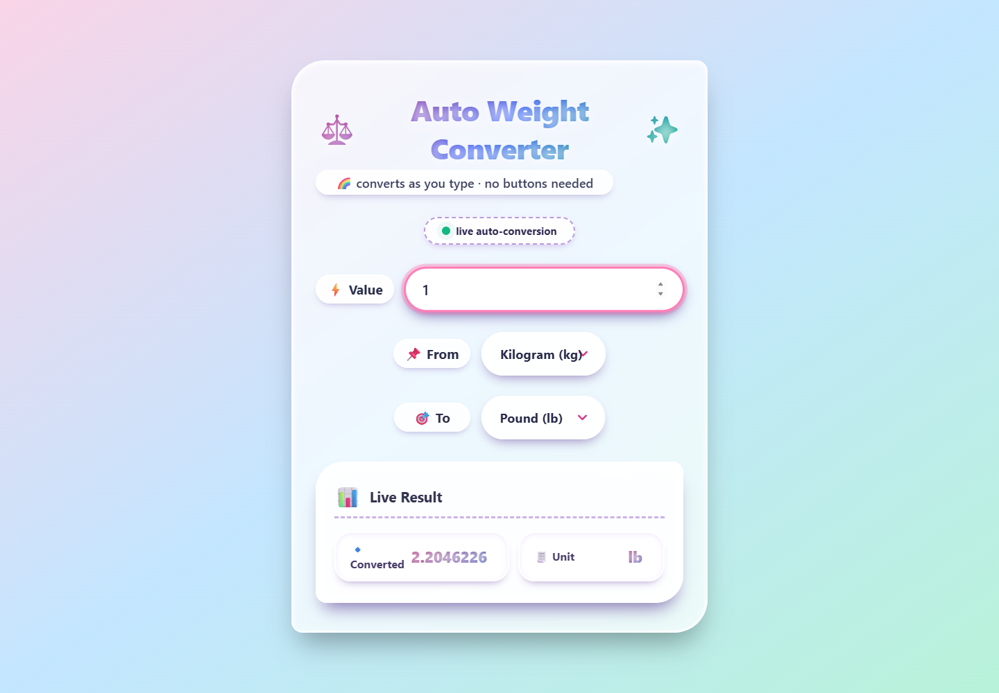 Screenshot of Weight Converter in the browser