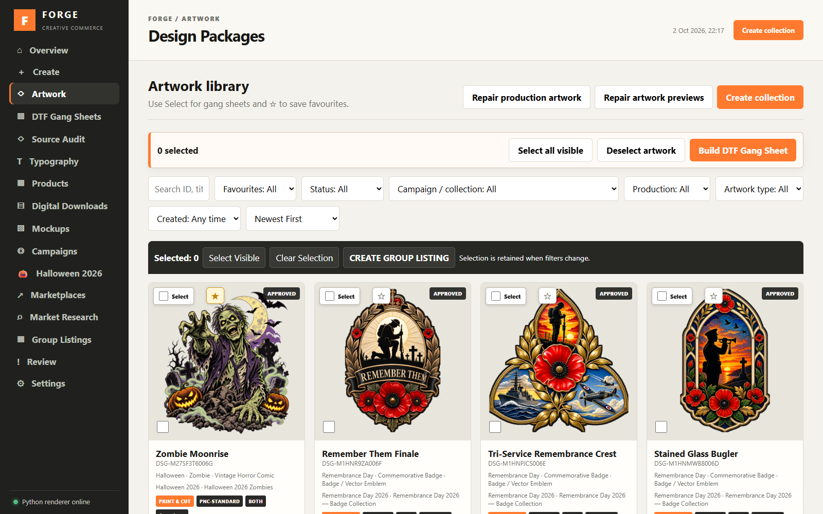 The Forge artwork catalogue
